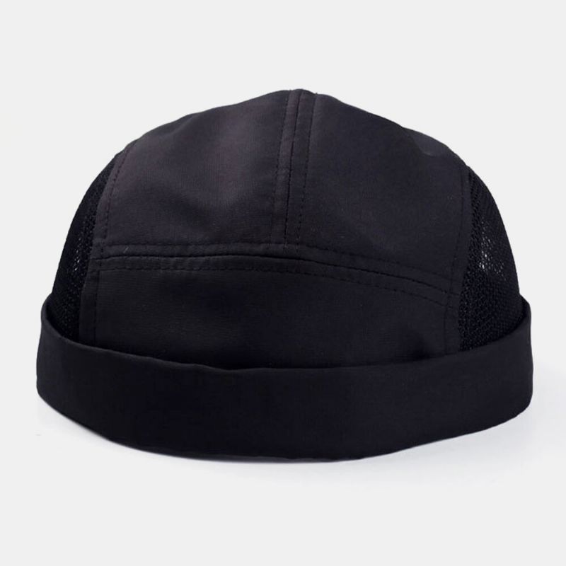 Unisex Ahueca Hacia Fuera La Malla Ultrafina Transpirable De Secado Rápido Moda Al Aire Libre Sin Ala Beanie Landlord Cap Skull Cap