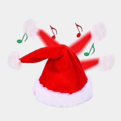 Unisex Algodón Batería De Navidad Juguete Musical Regalo De Navidad Eléctrico Gorro De Papá Noel Para Niños