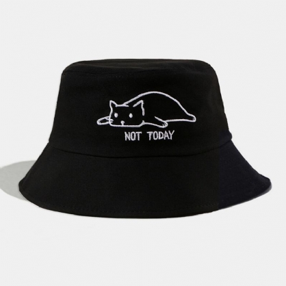 Unisex Algodón Bordado Lindo Patrón De Gato De Dibujos Animados Casual Todo-fósforo Pareja Sombrero Sombrero De Cubo