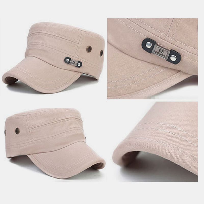 Unisex Algodón Color Sólido Casual Breve Sombrero Militar Transpirable Sombrero Plano Sombrero Con Pico