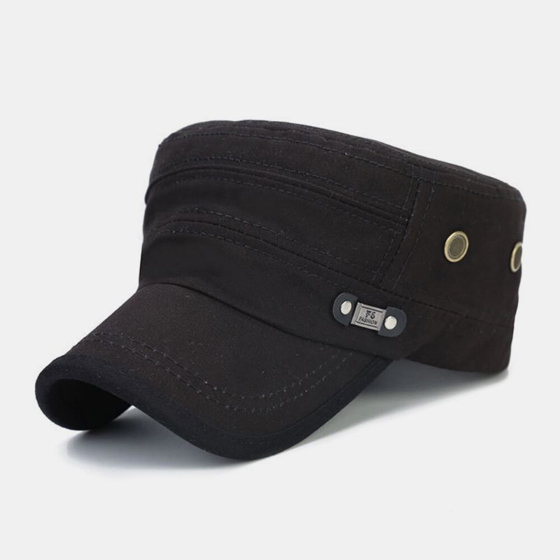 Unisex Algodón Color Sólido Casual Breve Sombrero Militar Transpirable Sombrero Plano Sombrero Con Pico