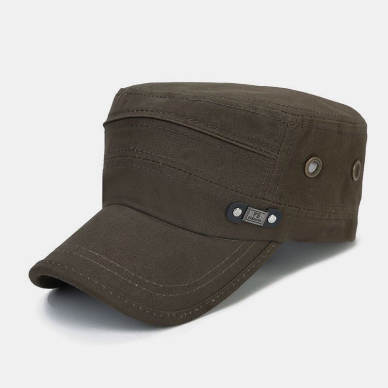 Unisex Algodón Color Sólido Casual Breve Sombrero Militar Transpirable Sombrero Plano Sombrero Con Pico