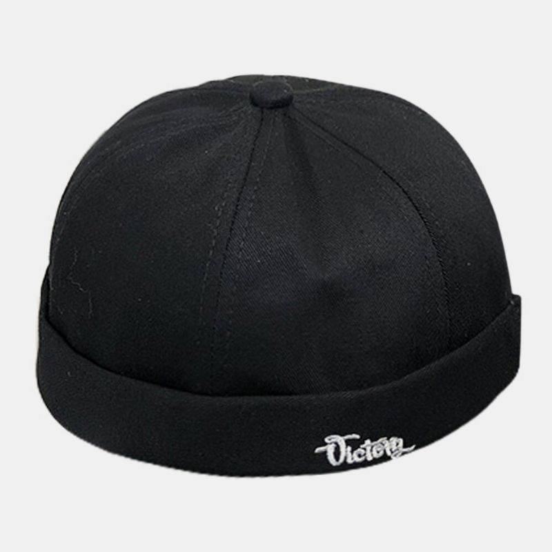 Unisex Algodón Color Sólido Letra Bordado Calle Hip-hop Gorro Sin Ala Gorra De Propietario Gorra De Calavera