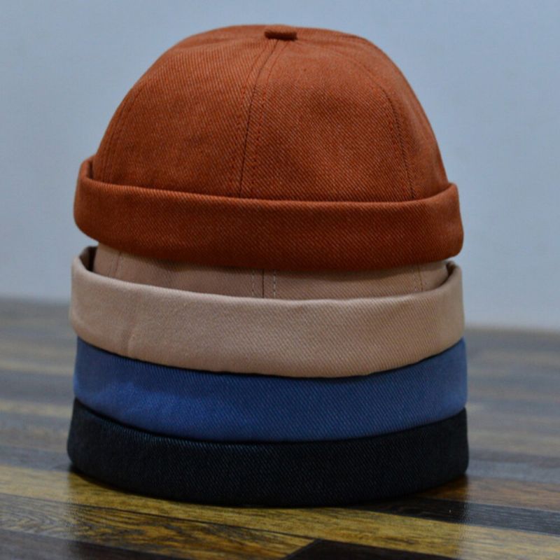 Unisex Algodón Color Sólido Moda Hip-hop Estilo Carta Paño Palo Gorra De Propietario Gorro Sin Ala Gorro De Calavera