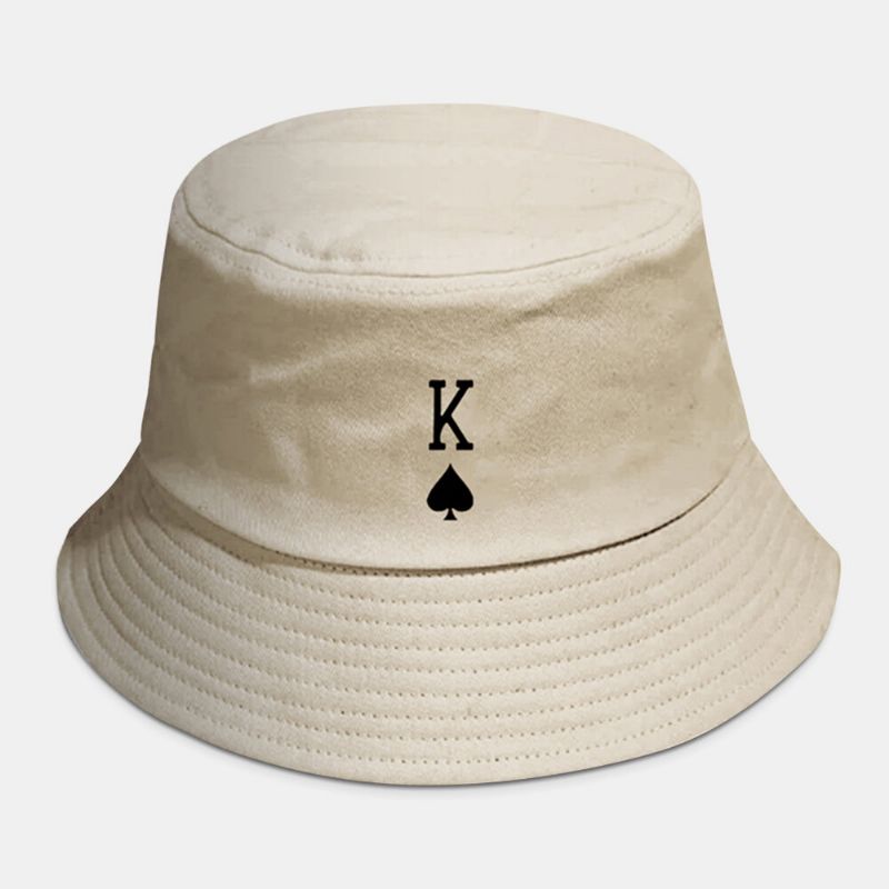 Unisex Algodón Color Sólido Póquer Carta De Amor Picas Un Patrón Casual Sombrero De Cubo De Todos Los Partidos