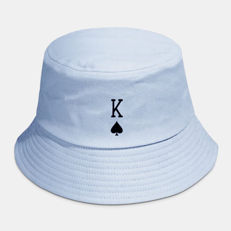 Unisex Algodón Color Sólido Póquer Carta De Amor Picas Un Patrón Casual Sombrero De Cubo De Todos Los Partidos