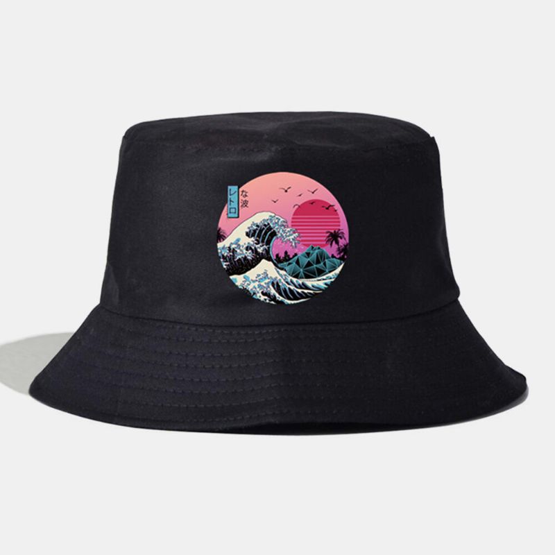 Unisex Algodón Estilo De Anime Japonés Impresión Casual Sunvisor Pareja Sombrero Sombrero De Cubo