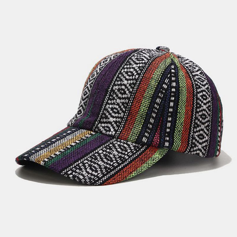 Unisex Algodón Estilo Étnico Bohemio Retro Contraste Rayas De Color Gorra De Béisbol Con Visera