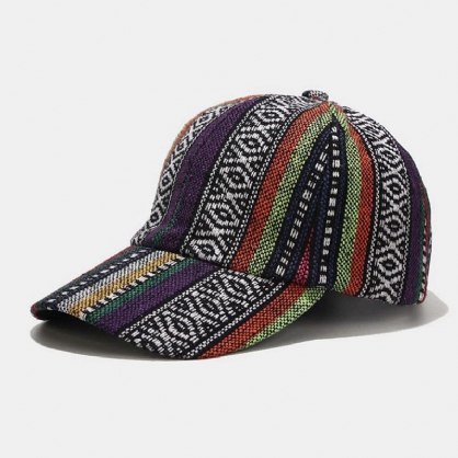 Unisex Algodón Estilo Étnico Bohemio Retro Contraste Rayas De Color Gorra De Béisbol Con Visera