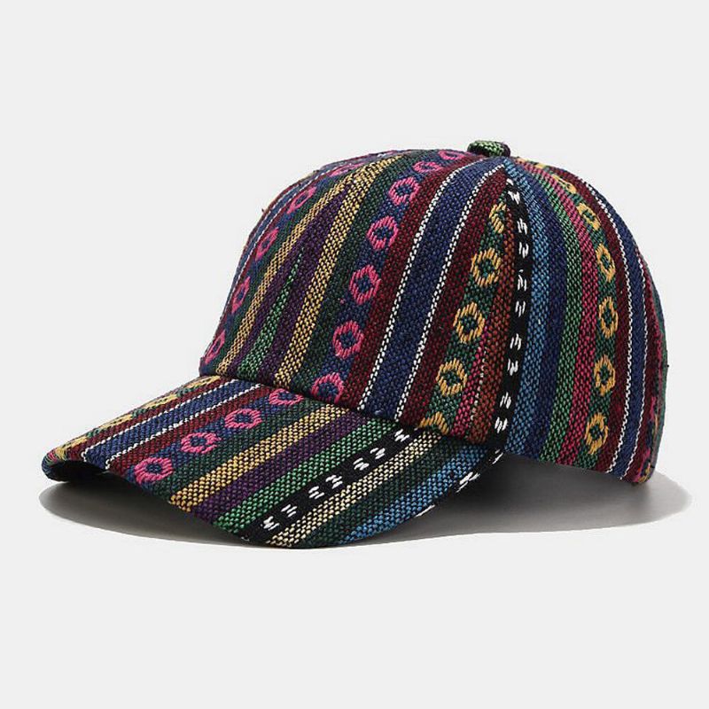 Unisex Algodón Estilo Étnico Bohemio Retro Contraste Rayas De Color Gorra De Béisbol Con Visera