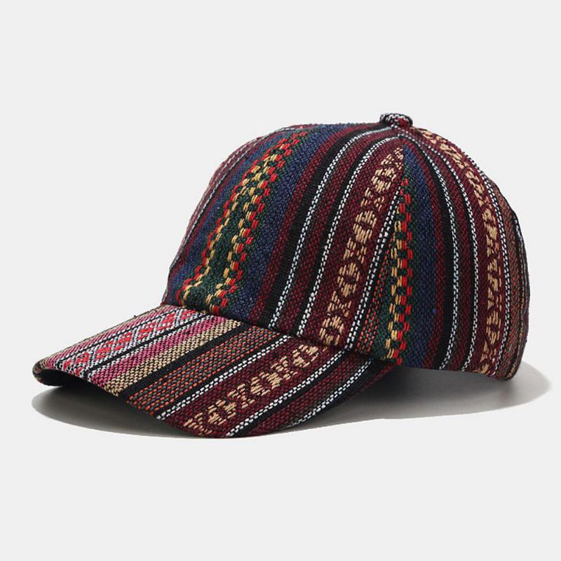 Unisex Algodón Estilo Étnico Bohemio Retro Contraste Rayas De Color Gorra De Béisbol Con Visera