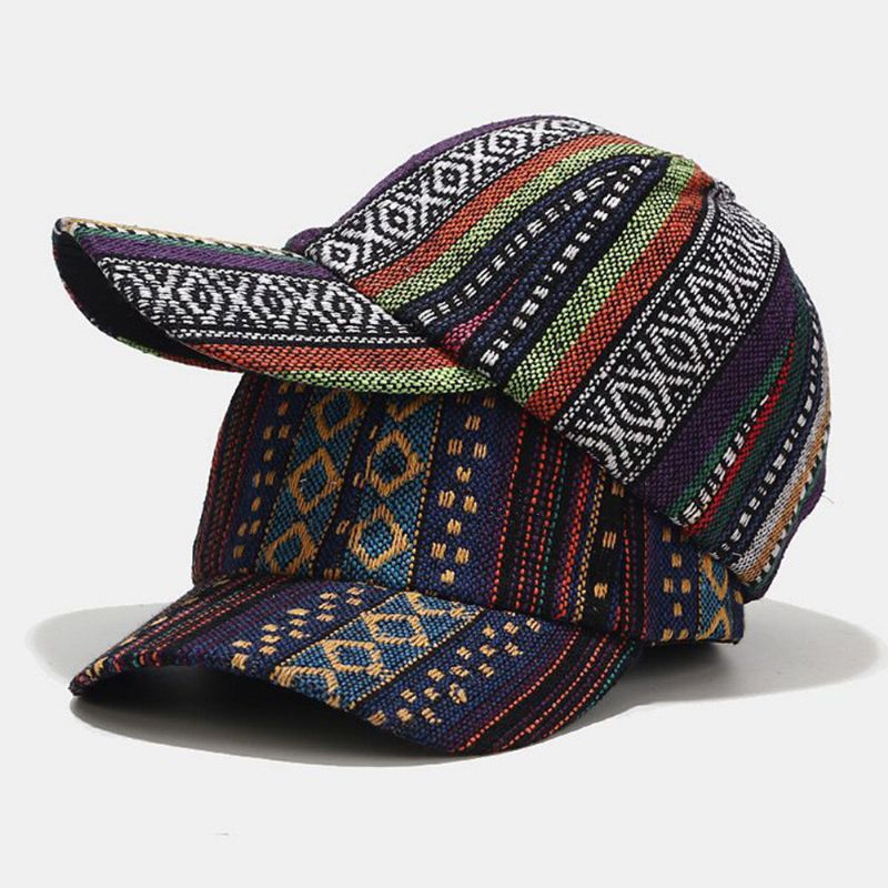 Unisex Algodón Estilo Étnico Bohemio Retro Contraste Rayas De Color Gorra De Béisbol Con Visera