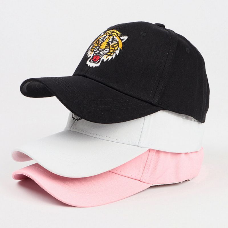 Unisex Algodón Estilo Hip-hop Personalidad Tigre Bordado Parasol Pareja Sombrero Sombrero De Béisbol