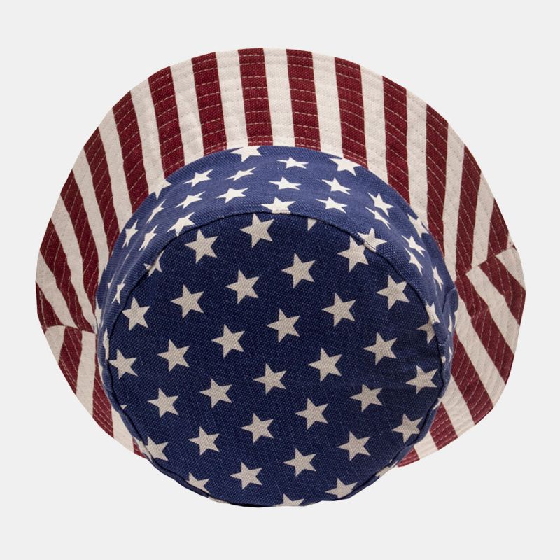 Unisex Algodón Estrellas Rayas Patrón Bandera Americana Sombrero De Cubo Con Sombrilla Informal