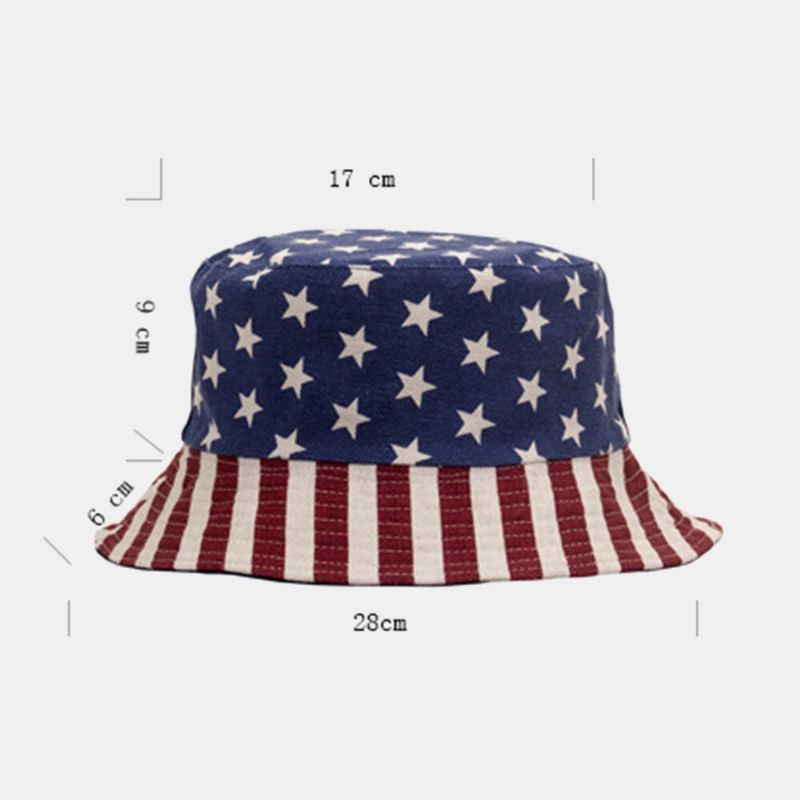 Unisex Algodón Estrellas Rayas Patrón Bandera Americana Sombrero De Cubo Con Sombrilla Informal