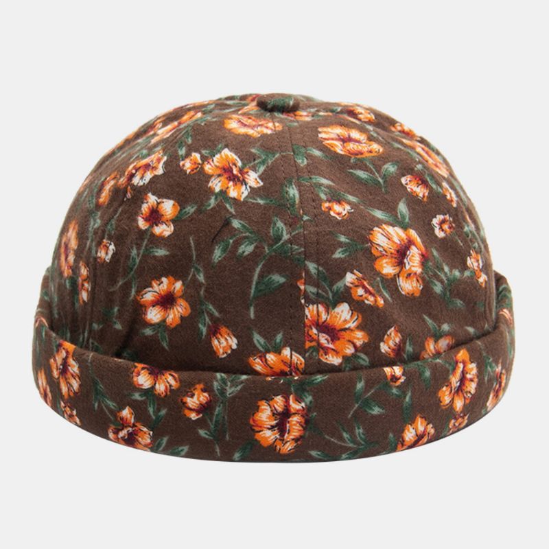 Unisex Algodón Flores Superposición Casual Transpirable Sombrilla Sin Ala Beanie Landlord Cap Skull Cap