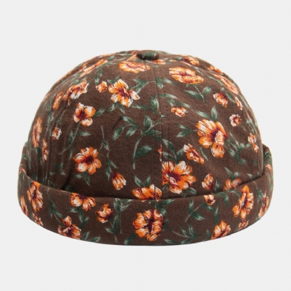 Unisex Algodón Flores Superposición Casual Transpirable Sombrilla Sin Ala Beanie Landlord Cap Skull Cap