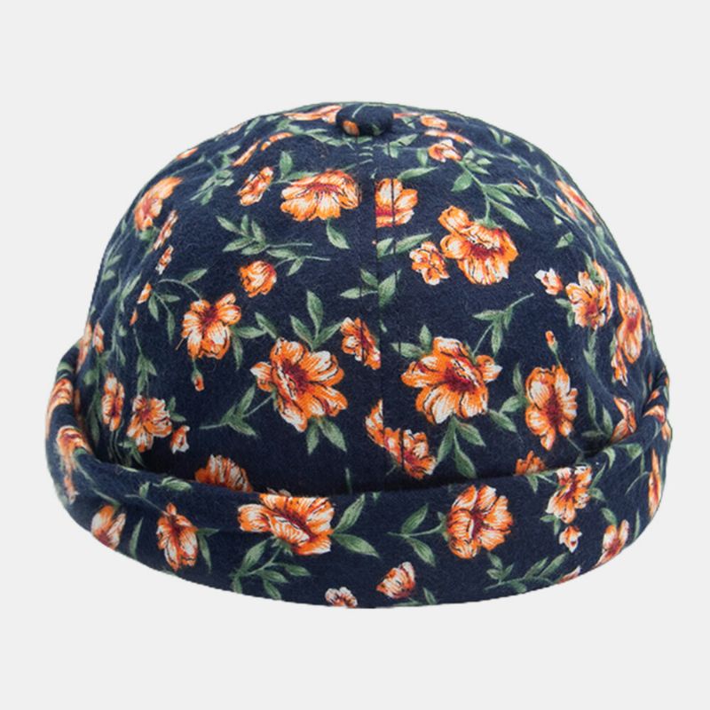 Unisex Algodón Flores Superposición Casual Transpirable Sombrilla Sin Ala Beanie Landlord Cap Skull Cap