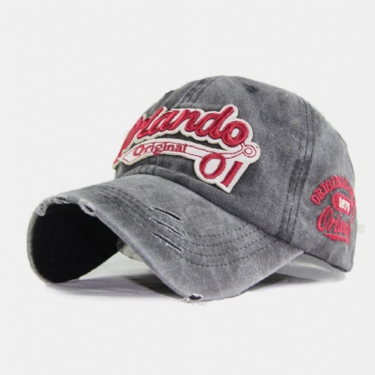 Unisex Algodón Lavado Bordado Patrón De Letra Visera Solar Sombrero De Béisbol