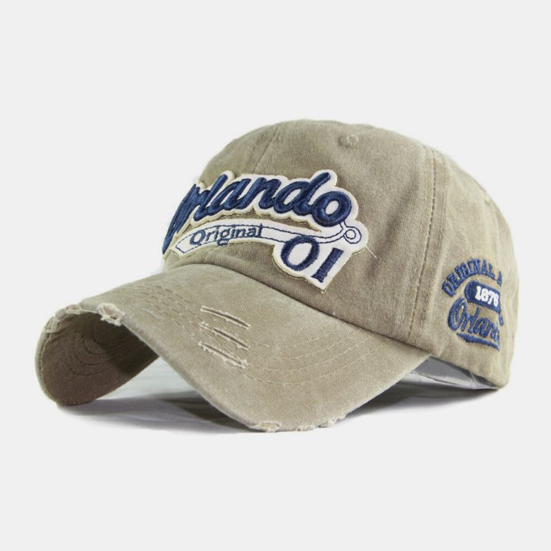 Unisex Algodón Lavado Bordado Patrón De Letra Visera Solar Sombrero De Béisbol