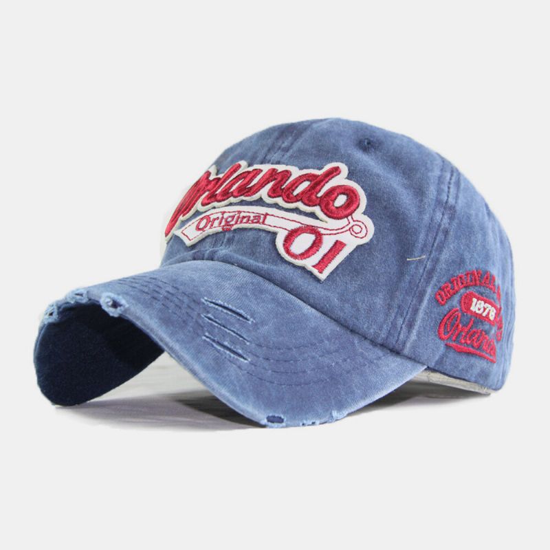 Unisex Algodón Lavado Bordado Patrón De Letra Visera Solar Sombrero De Béisbol