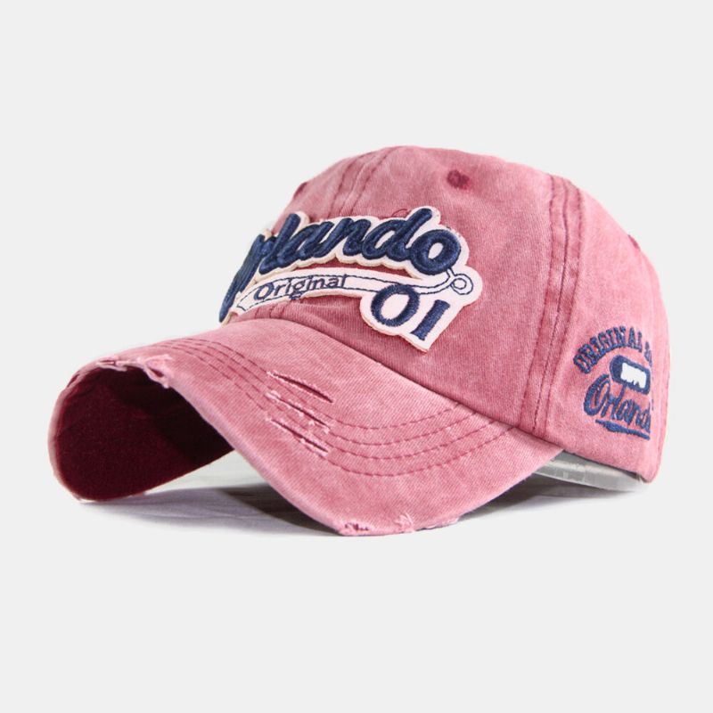 Unisex Algodón Lavado Bordado Patrón De Letra Visera Solar Sombrero De Béisbol