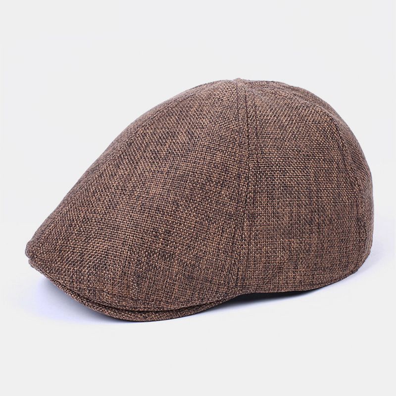 Unisex Algodón-lino Color Sólido Exterior Casual Gorra De Boina Transpirable Sombrero Plano Sombrero Delantero