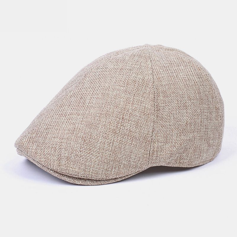 Unisex Algodón-lino Color Sólido Exterior Casual Gorra De Boina Transpirable Sombrero Plano Sombrero Delantero