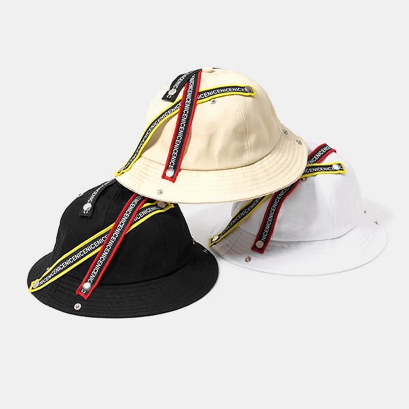 Unisex Algodón Personalidad Costura Colorido Correas Redondas Top Hip-hop Moda Bucket Hat