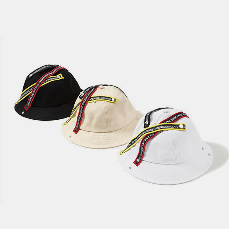 Unisex Algodón Personalidad Costura Colorido Correas Redondas Top Hip-hop Moda Bucket Hat