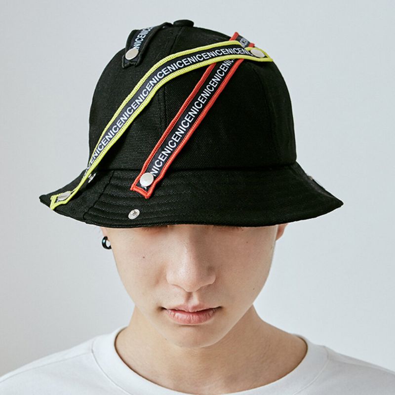 Unisex Algodón Personalidad Costura Colorido Correas Redondas Top Hip-hop Moda Bucket Hat