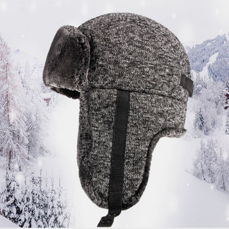 Unisex Algodón Plus Thicken Plus Terciopelo Cálido A Prueba De Viento Protección Para Los Oídos Sombrero De Trampero Plegable Al Aire Libre