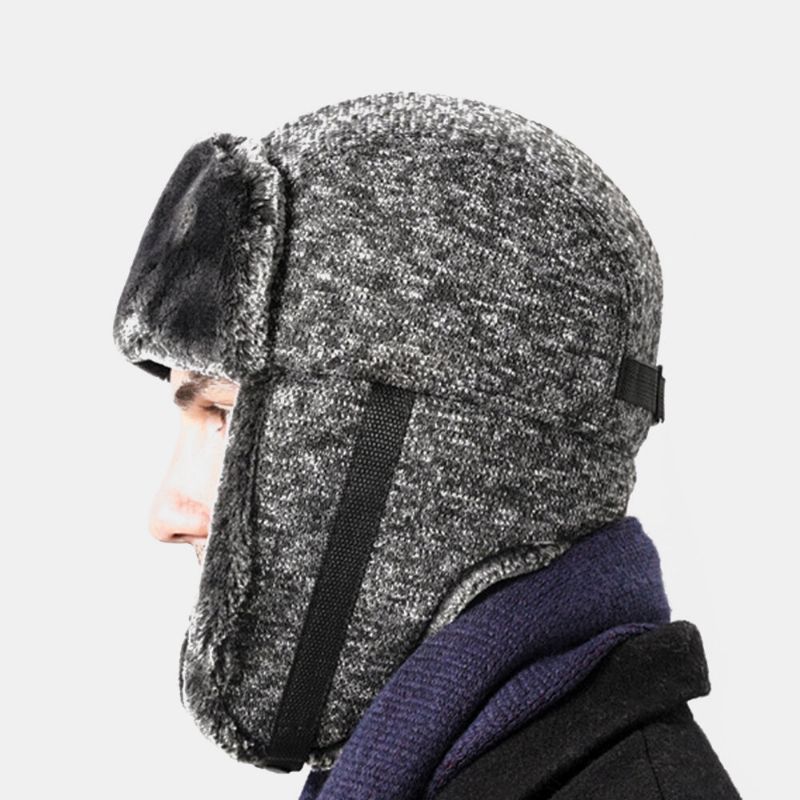 Unisex Algodón Plus Thicken Plus Terciopelo Cálido A Prueba De Viento Protección Para Los Oídos Sombrero De Trampero Plegable Al Aire Libre