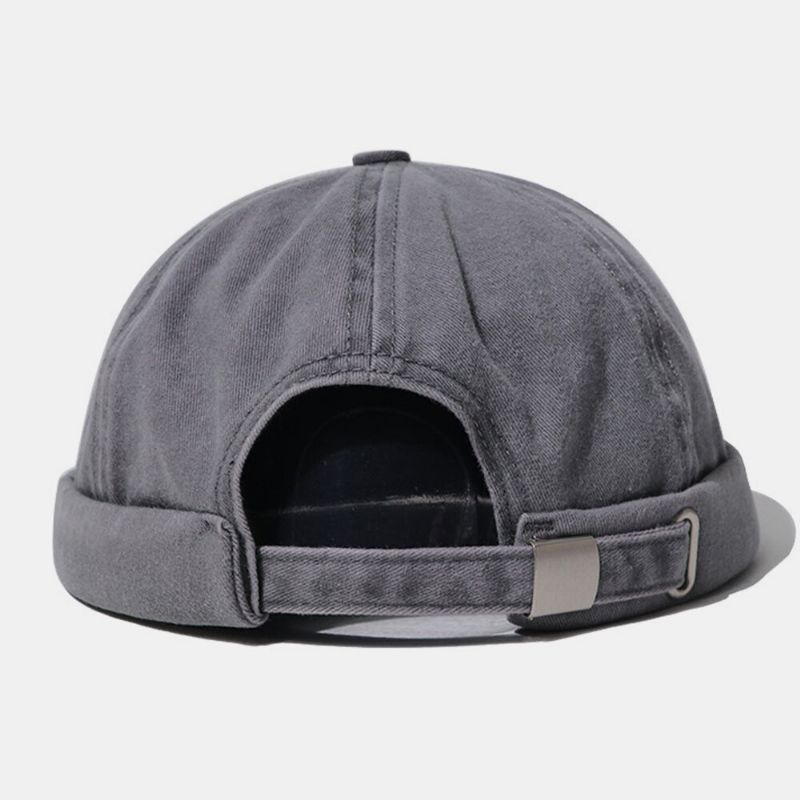 Unisex Algodón Retro Sólido Estilo Hip-hop Street Trend Sin Ala Beanie Landlord Hat Skull Hat