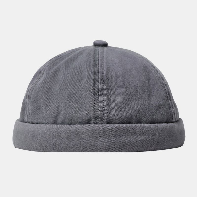 Unisex Algodón Retro Sólido Estilo Hip-hop Street Trend Sin Ala Beanie Landlord Hat Skull Hat