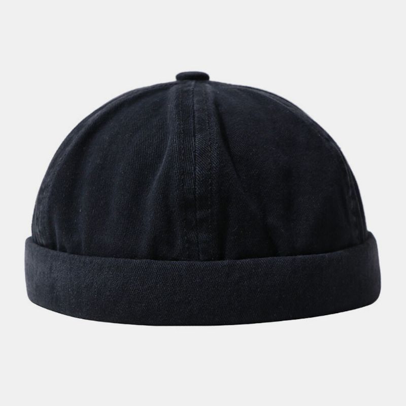 Unisex Algodón Retro Sólido Estilo Hip-hop Street Trend Sin Ala Beanie Landlord Hat Skull Hat