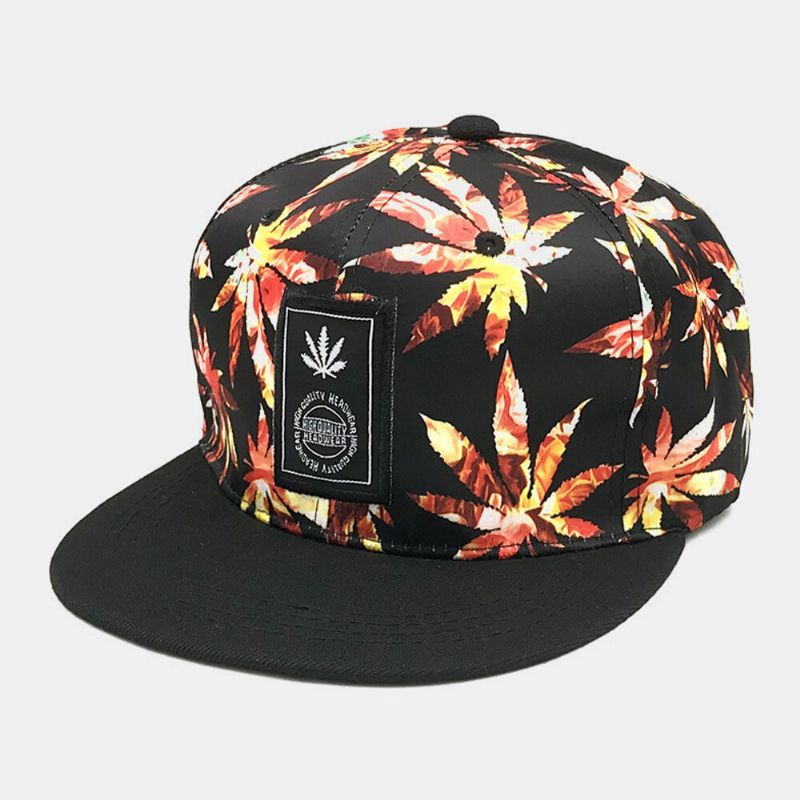 Unisex Algodón Superposición Patrón De Arce Estilo Hip-hop Bordado De Ala Plana Sombrero De Béisbol Sombrero Del Snapback