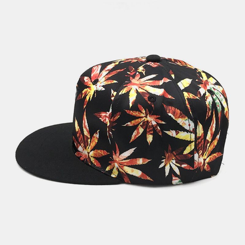 Unisex Algodón Superposición Patrón De Arce Estilo Hip-hop Bordado De Ala Plana Sombrero De Béisbol Sombrero Del Snapback