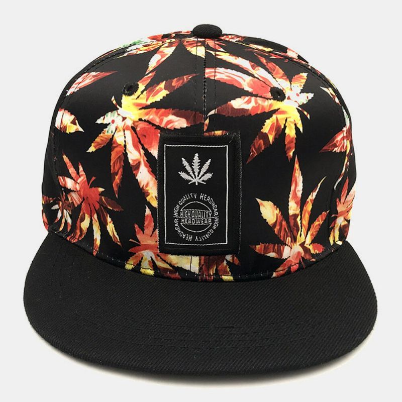 Unisex Algodón Superposición Patrón De Arce Estilo Hip-hop Bordado De Ala Plana Sombrero De Béisbol Sombrero Del Snapback