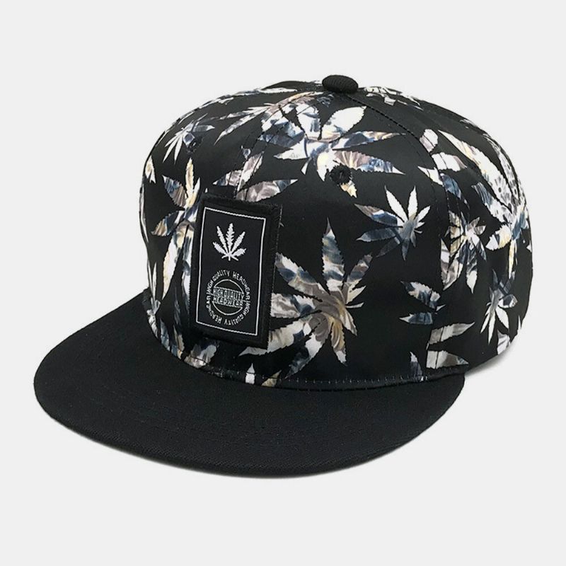 Unisex Algodón Superposición Patrón De Arce Estilo Hip-hop Bordado De Ala Plana Sombrero De Béisbol Sombrero Del Snapback