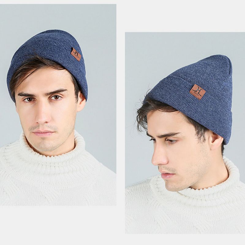 Unisex Cálido Grueso Al Aire Libre Invierno Protección Para Los Oídos Gorro De Punto Con Reborde