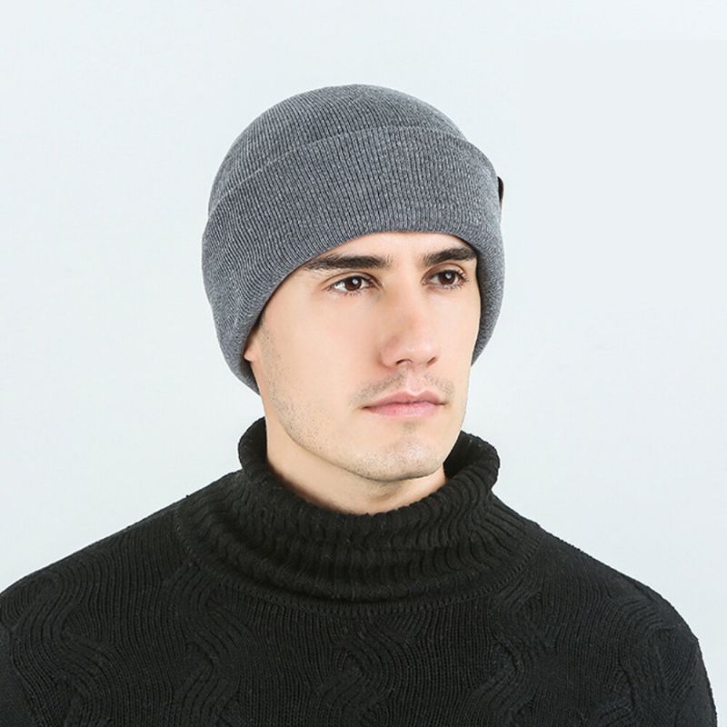 Unisex Cálido Grueso Al Aire Libre Invierno Protección Para Los Oídos Gorro De Punto Con Reborde