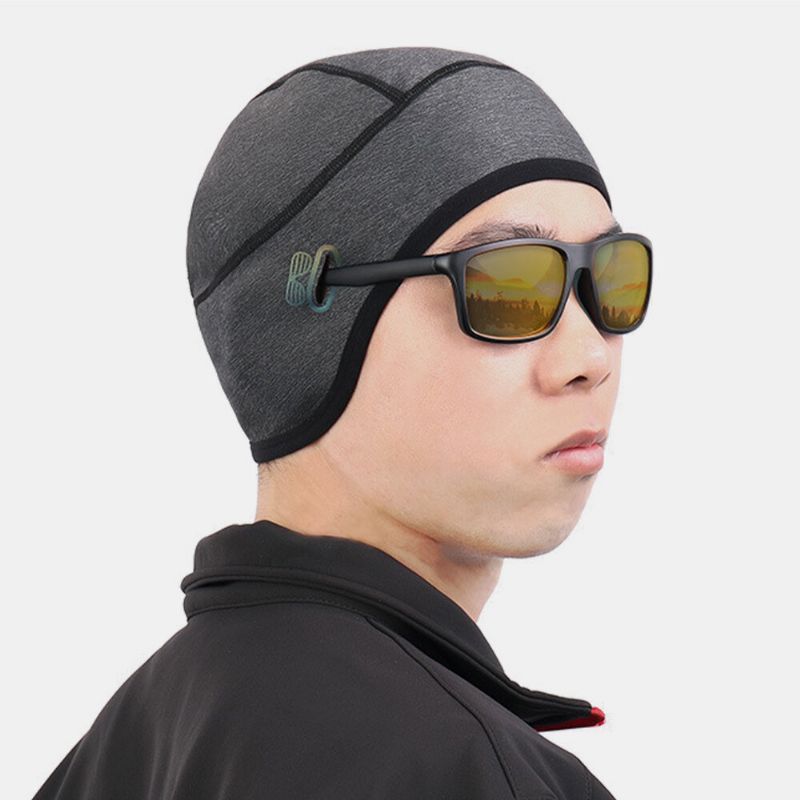 Unisex Cálido Polar Orejeras Protección Anteojos A Prueba De Viento Agujero Colgante Portátil Montar Deporte Sin Ala Beanie Casco