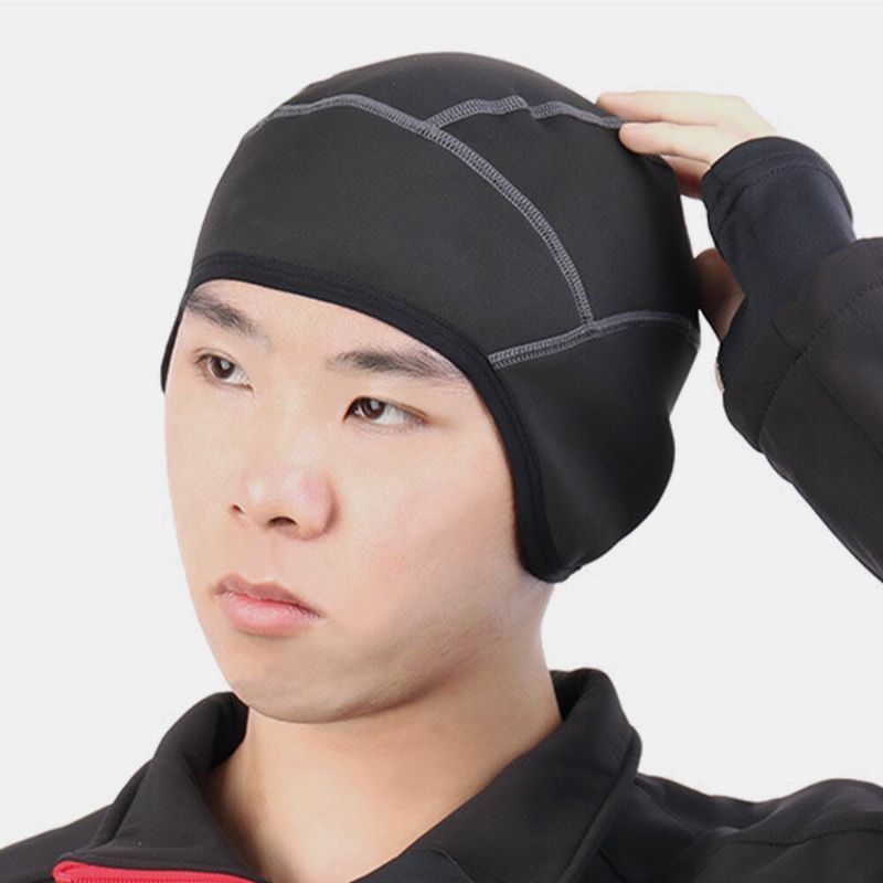 Unisex Cálido Polar Orejeras Protección Anteojos A Prueba De Viento Agujero Colgante Portátil Montar Deporte Sin Ala Beanie Casco