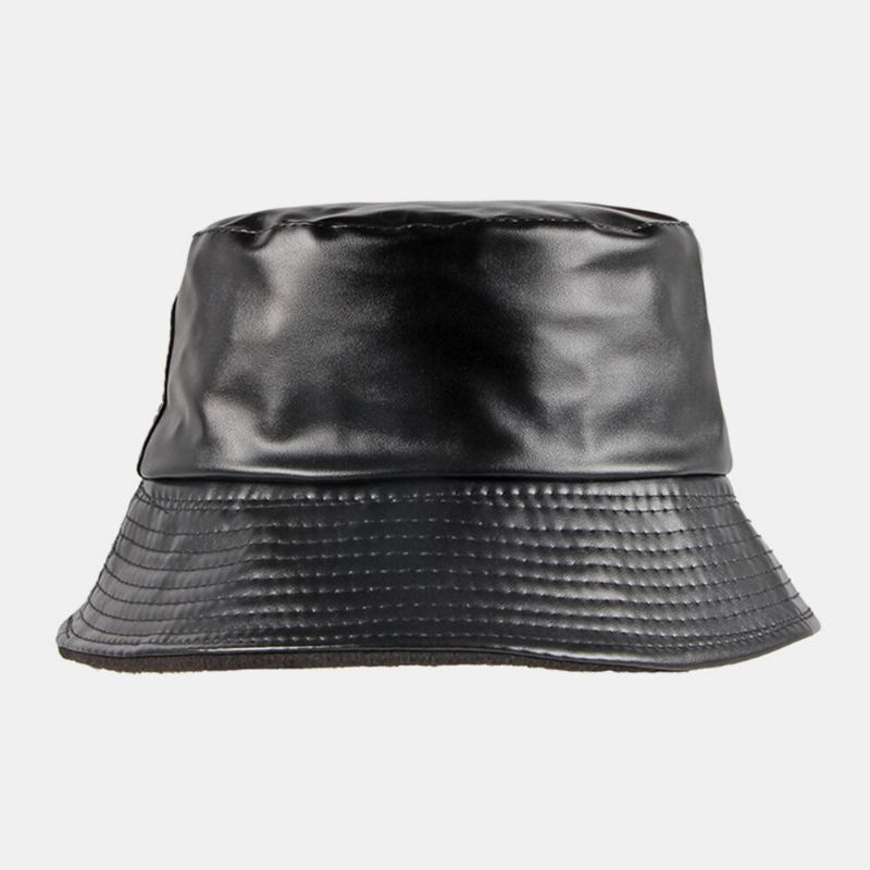 Unisex De Cuero Artificial Más Terciopelo Cálido Casual Retro Todo-fósforo Pareja Sombrero Sombrero De Cubo