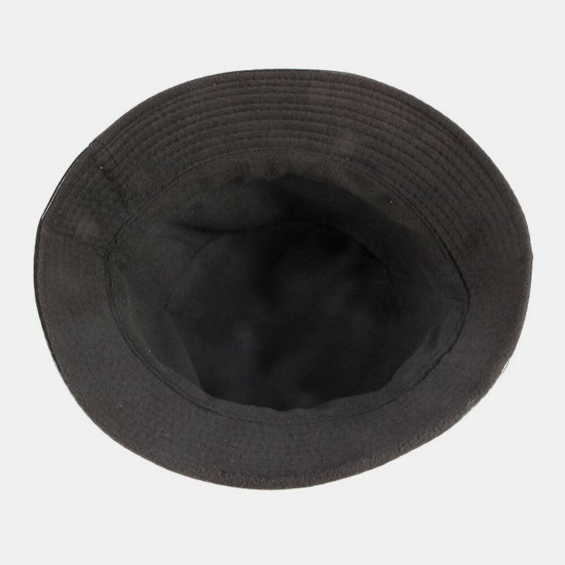 Unisex De Cuero Artificial Más Terciopelo Cálido Casual Retro Todo-fósforo Pareja Sombrero Sombrero De Cubo