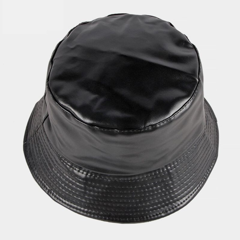 Unisex De Cuero Artificial Más Terciopelo Cálido Casual Retro Todo-fósforo Pareja Sombrero Sombrero De Cubo