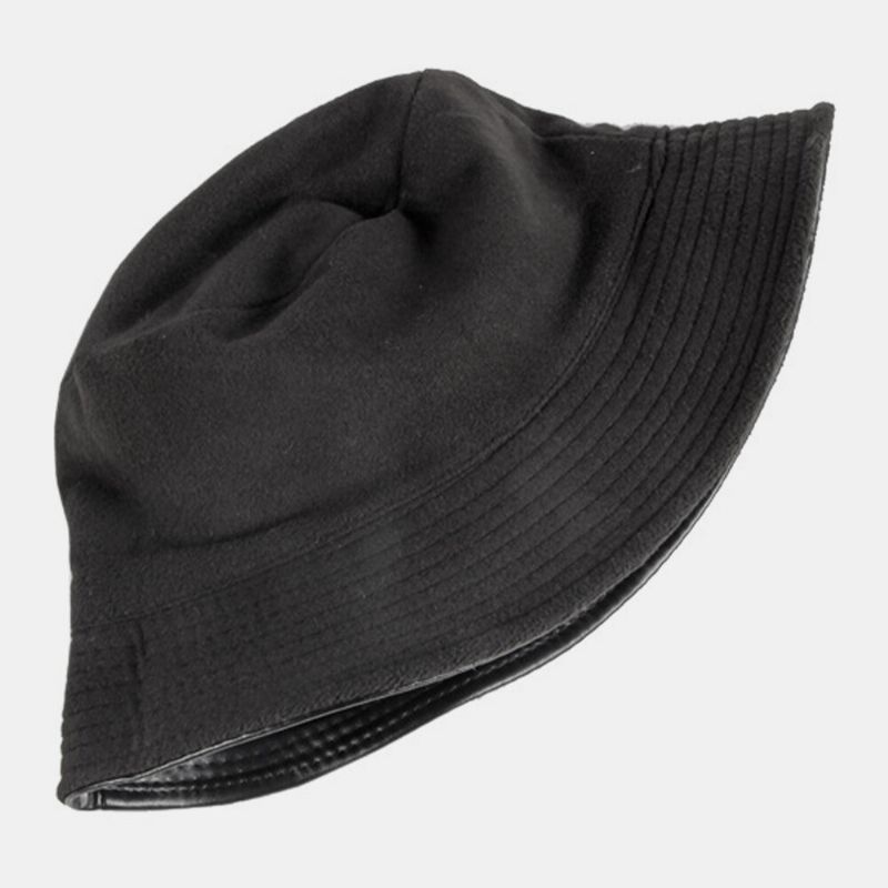 Unisex De Cuero Artificial Más Terciopelo Cálido Casual Retro Todo-fósforo Pareja Sombrero Sombrero De Cubo