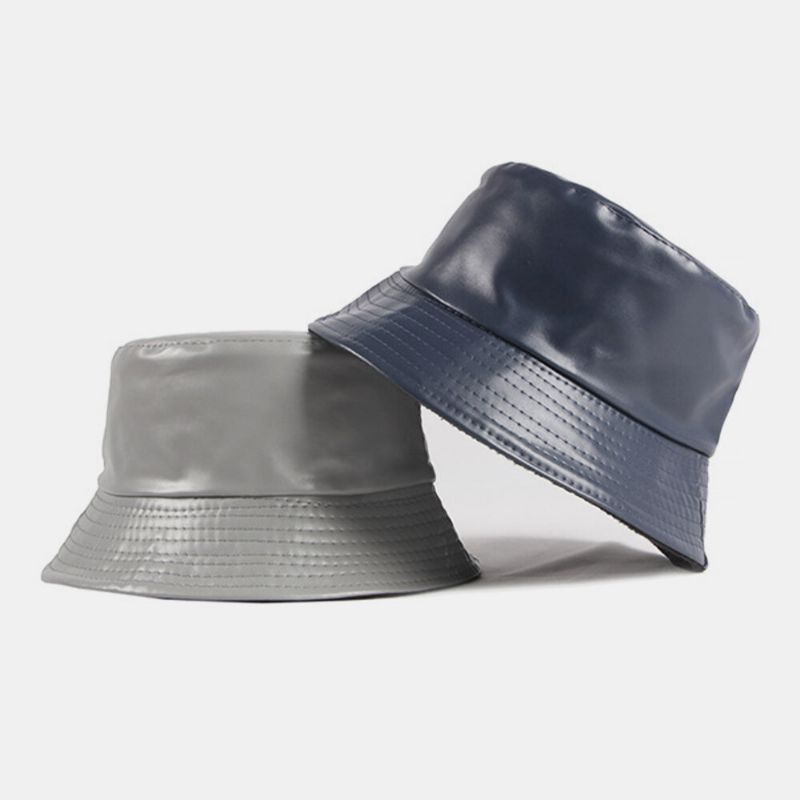 Unisex De Cuero Artificial Más Terciopelo Cálido Casual Retro Todo-fósforo Pareja Sombrero Sombrero De Cubo