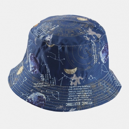 Unisex De Doble Cara Space Galaxy Zodiac Starry Night Print Casual Moda Joven Pareja Sombrero Sombrero De Cubo